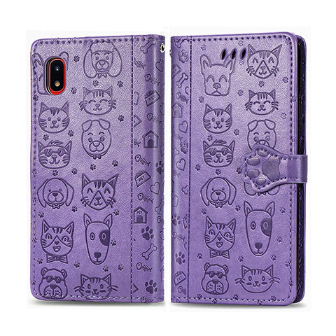 Custodia Portafoglio In Pelle Fantasia Modello Cover con Supporto S03D per Samsung Galaxy A20 SC-02M SCV46 Viola