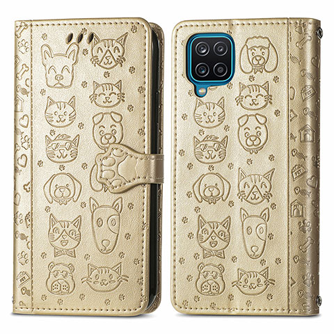 Custodia Portafoglio In Pelle Fantasia Modello Cover con Supporto S03D per Samsung Galaxy A22 4G Oro