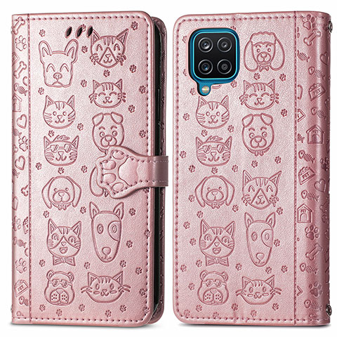 Custodia Portafoglio In Pelle Fantasia Modello Cover con Supporto S03D per Samsung Galaxy A22 4G Rosa