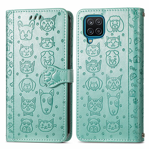 Custodia Portafoglio In Pelle Fantasia Modello Cover con Supporto S03D per Samsung Galaxy A22 4G Verde