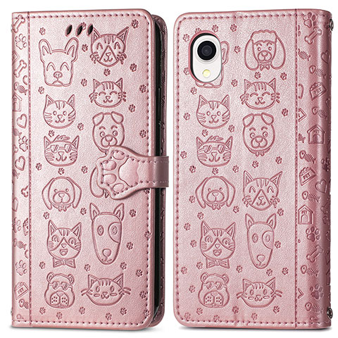 Custodia Portafoglio In Pelle Fantasia Modello Cover con Supporto S03D per Samsung Galaxy A22 5G SC-56B Rosa