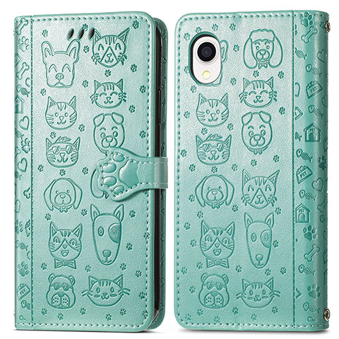 Custodia Portafoglio In Pelle Fantasia Modello Cover con Supporto S03D per Samsung Galaxy A22 5G SC-56B Verde