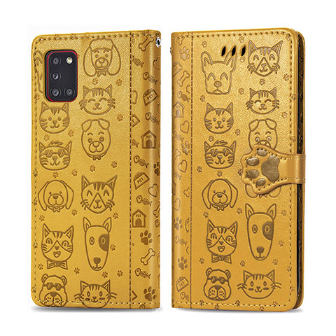 Custodia Portafoglio In Pelle Fantasia Modello Cover con Supporto S03D per Samsung Galaxy A31 Giallo