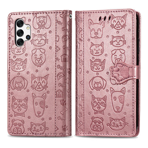 Custodia Portafoglio In Pelle Fantasia Modello Cover con Supporto S03D per Samsung Galaxy A32 4G Rosa