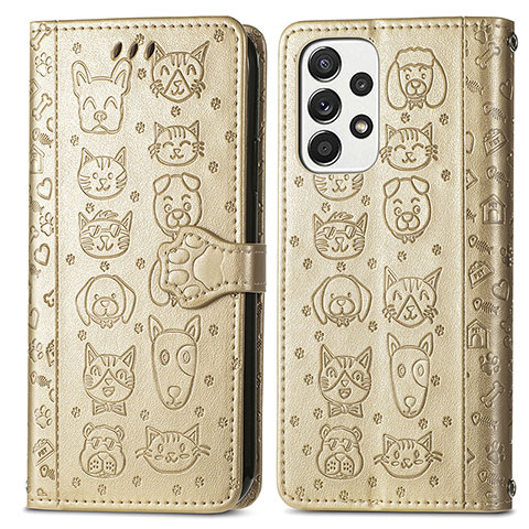 Custodia Portafoglio In Pelle Fantasia Modello Cover con Supporto S03D per Samsung Galaxy A33 5G Oro