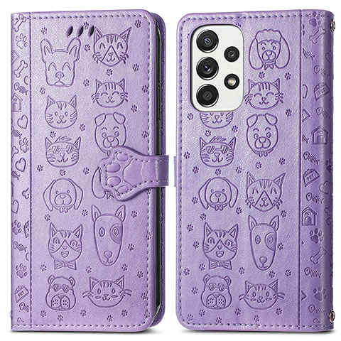 Custodia Portafoglio In Pelle Fantasia Modello Cover con Supporto S03D per Samsung Galaxy A33 5G Viola