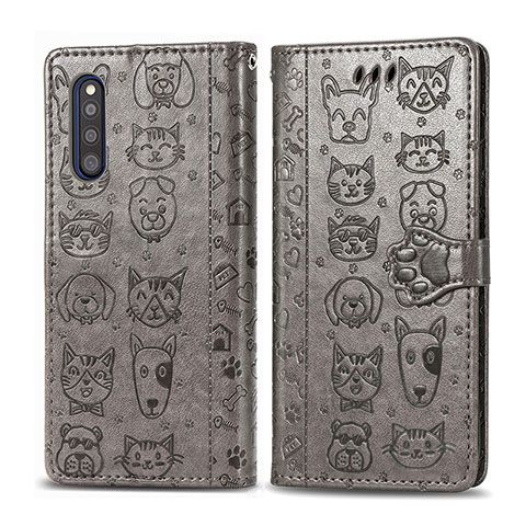 Custodia Portafoglio In Pelle Fantasia Modello Cover con Supporto S03D per Samsung Galaxy A41 SC-41A Grigio