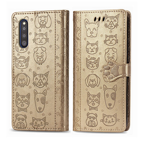 Custodia Portafoglio In Pelle Fantasia Modello Cover con Supporto S03D per Samsung Galaxy A41 SC-41A Oro