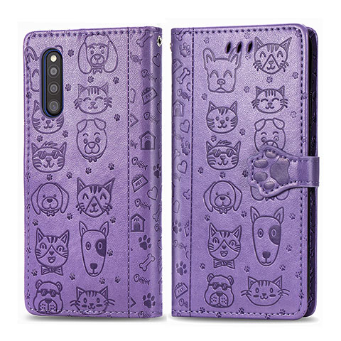 Custodia Portafoglio In Pelle Fantasia Modello Cover con Supporto S03D per Samsung Galaxy A41 SC-41A Viola