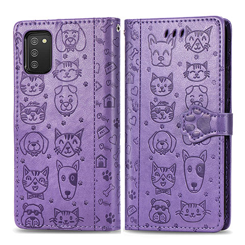 Custodia Portafoglio In Pelle Fantasia Modello Cover con Supporto S03D per Samsung Galaxy F02S SM-E025F Viola