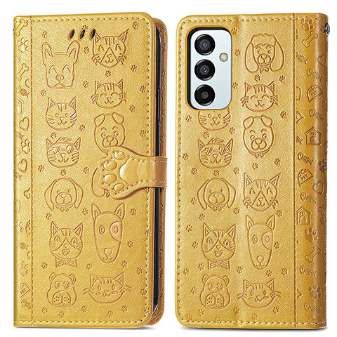 Custodia Portafoglio In Pelle Fantasia Modello Cover con Supporto S03D per Samsung Galaxy F23 5G Giallo