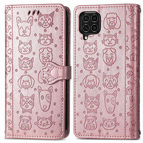 Custodia Portafoglio In Pelle Fantasia Modello Cover con Supporto S03D per Samsung Galaxy F62 5G Rosa