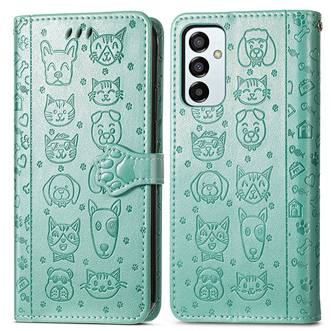 Custodia Portafoglio In Pelle Fantasia Modello Cover con Supporto S03D per Samsung Galaxy M23 5G Verde