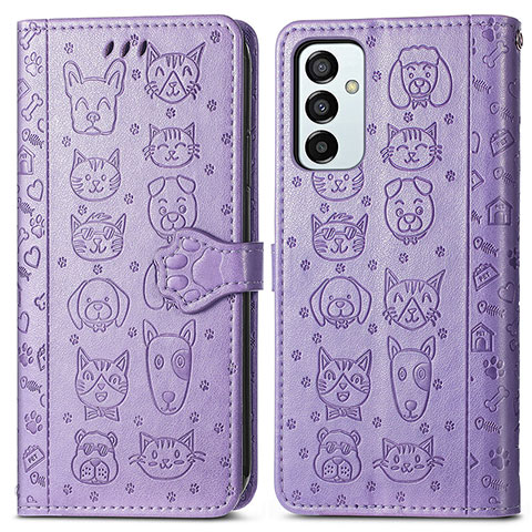 Custodia Portafoglio In Pelle Fantasia Modello Cover con Supporto S03D per Samsung Galaxy M23 5G Viola