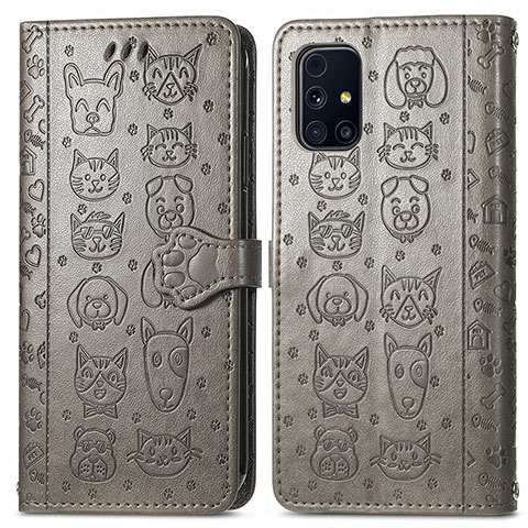 Custodia Portafoglio In Pelle Fantasia Modello Cover con Supporto S03D per Samsung Galaxy M31s Grigio