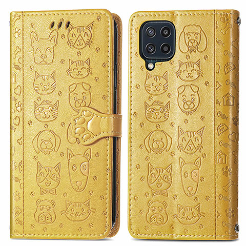 Custodia Portafoglio In Pelle Fantasia Modello Cover con Supporto S03D per Samsung Galaxy M32 4G Giallo