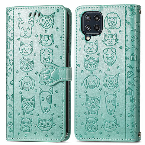 Custodia Portafoglio In Pelle Fantasia Modello Cover con Supporto S03D per Samsung Galaxy M32 4G Verde