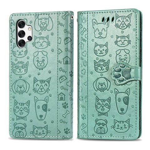 Custodia Portafoglio In Pelle Fantasia Modello Cover con Supporto S03D per Samsung Galaxy M32 5G Verde