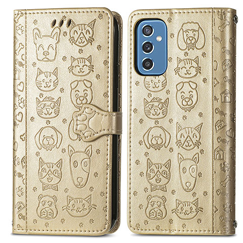 Custodia Portafoglio In Pelle Fantasia Modello Cover con Supporto S03D per Samsung Galaxy M52 5G Oro