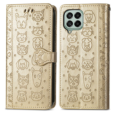 Custodia Portafoglio In Pelle Fantasia Modello Cover con Supporto S03D per Samsung Galaxy M53 5G Oro