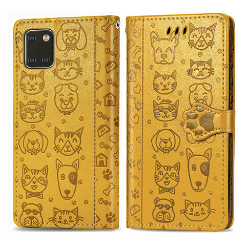 Custodia Portafoglio In Pelle Fantasia Modello Cover con Supporto S03D per Samsung Galaxy M60s Giallo