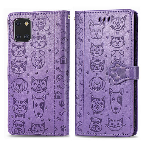 Custodia Portafoglio In Pelle Fantasia Modello Cover con Supporto S03D per Samsung Galaxy M60s Viola