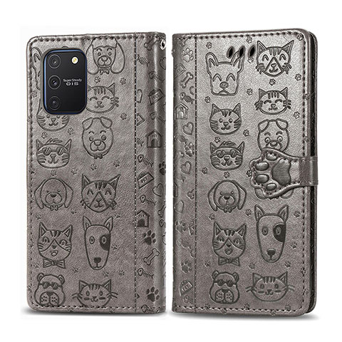 Custodia Portafoglio In Pelle Fantasia Modello Cover con Supporto S03D per Samsung Galaxy M80S Grigio