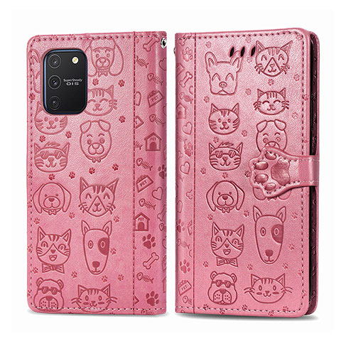 Custodia Portafoglio In Pelle Fantasia Modello Cover con Supporto S03D per Samsung Galaxy M80S Oro Rosa