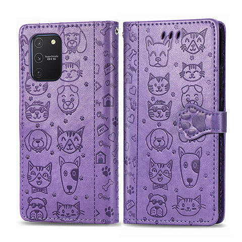 Custodia Portafoglio In Pelle Fantasia Modello Cover con Supporto S03D per Samsung Galaxy M80S Viola