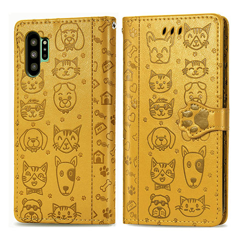 Custodia Portafoglio In Pelle Fantasia Modello Cover con Supporto S03D per Samsung Galaxy Note 10 Plus 5G Giallo