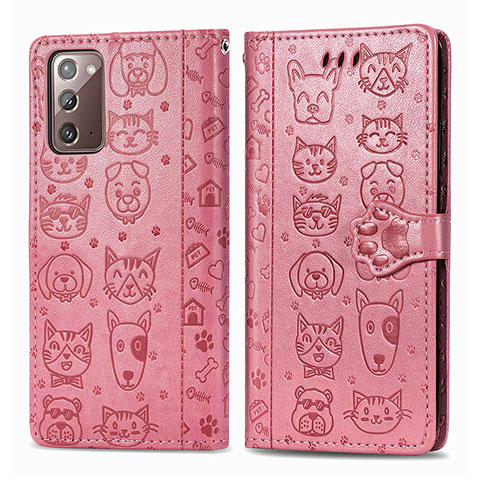 Custodia Portafoglio In Pelle Fantasia Modello Cover con Supporto S03D per Samsung Galaxy Note 20 5G Oro Rosa