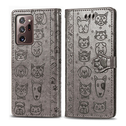 Custodia Portafoglio In Pelle Fantasia Modello Cover con Supporto S03D per Samsung Galaxy Note 20 Ultra 5G Grigio