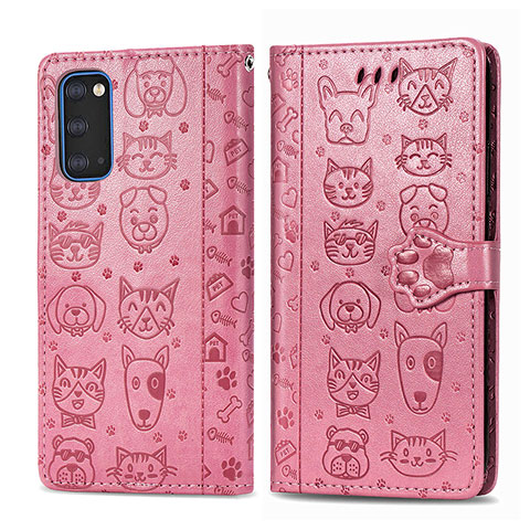 Custodia Portafoglio In Pelle Fantasia Modello Cover con Supporto S03D per Samsung Galaxy S20 5G Oro Rosa