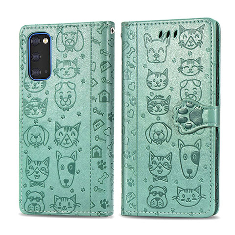 Custodia Portafoglio In Pelle Fantasia Modello Cover con Supporto S03D per Samsung Galaxy S20 5G Verde