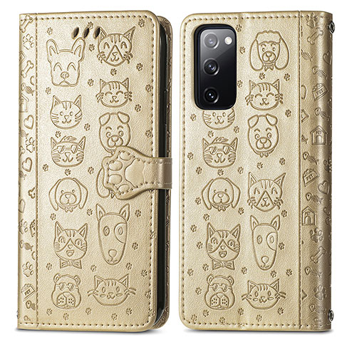 Custodia Portafoglio In Pelle Fantasia Modello Cover con Supporto S03D per Samsung Galaxy S20 FE 4G Oro