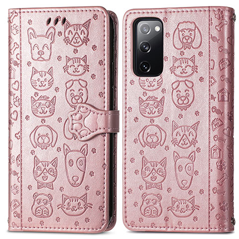 Custodia Portafoglio In Pelle Fantasia Modello Cover con Supporto S03D per Samsung Galaxy S20 FE 5G Rosa