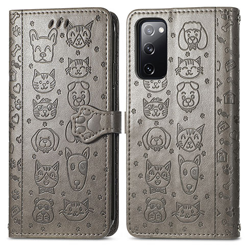 Custodia Portafoglio In Pelle Fantasia Modello Cover con Supporto S03D per Samsung Galaxy S20 Lite 5G Grigio