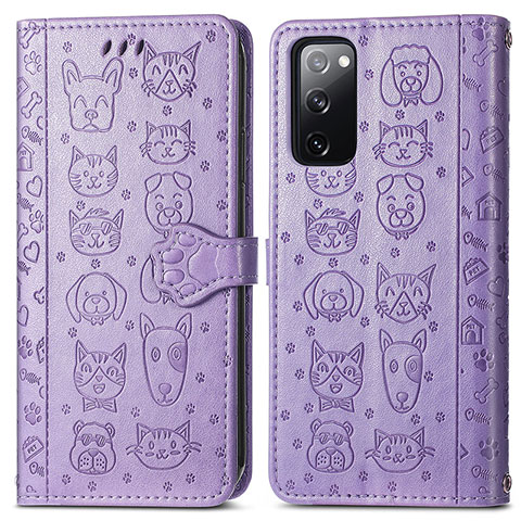 Custodia Portafoglio In Pelle Fantasia Modello Cover con Supporto S03D per Samsung Galaxy S20 Lite 5G Viola