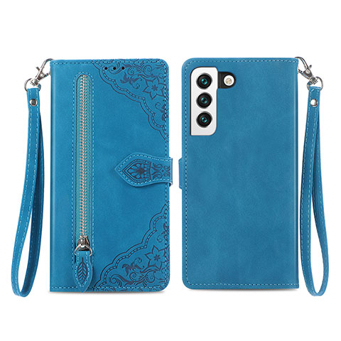 Custodia Portafoglio In Pelle Fantasia Modello Cover con Supporto S03D per Samsung Galaxy S21 Plus 5G Blu