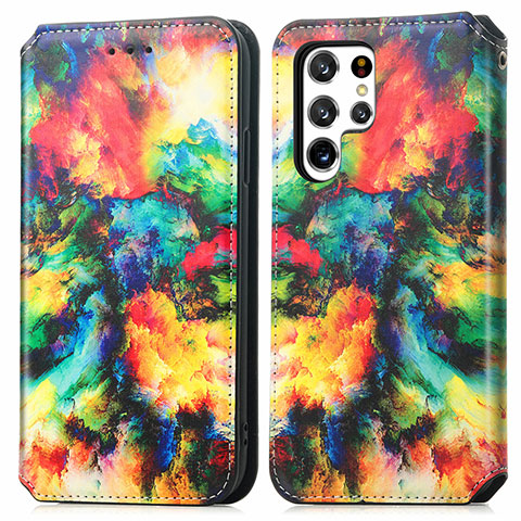 Custodia Portafoglio In Pelle Fantasia Modello Cover con Supporto S03D per Samsung Galaxy S21 Ultra 5G Multicolore