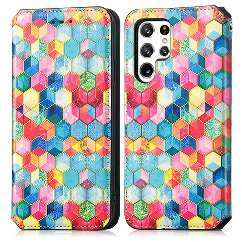 Custodia Portafoglio In Pelle Fantasia Modello Cover con Supporto S03D per Samsung Galaxy S24 Ultra 5G Colorato