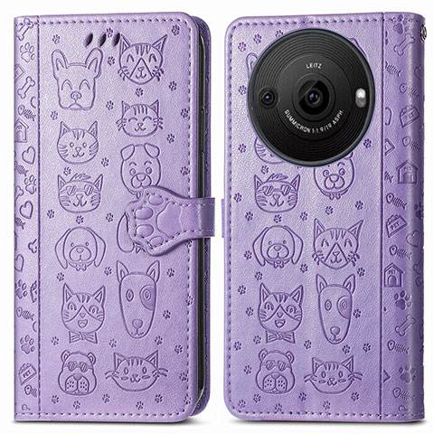 Custodia Portafoglio In Pelle Fantasia Modello Cover con Supporto S03D per Sharp Aquos R8s Pro Viola