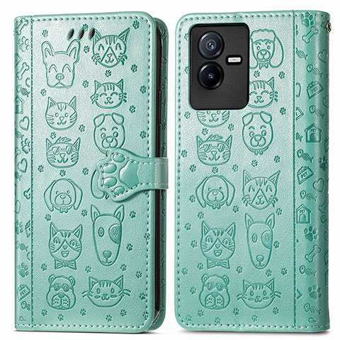 Custodia Portafoglio In Pelle Fantasia Modello Cover con Supporto S03D per Vivo T2x 5G Verde