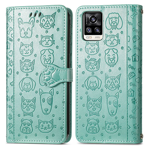 Custodia Portafoglio In Pelle Fantasia Modello Cover con Supporto S03D per Vivo V20 Verde