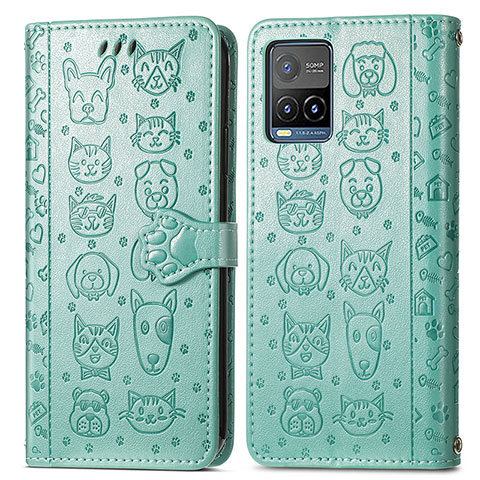 Custodia Portafoglio In Pelle Fantasia Modello Cover con Supporto S03D per Vivo Y32 4G Verde