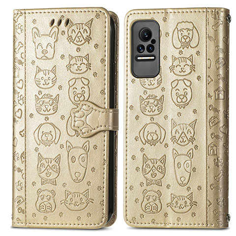 Custodia Portafoglio In Pelle Fantasia Modello Cover con Supporto S03D per Xiaomi Civi 1S 5G Oro