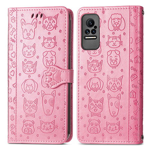 Custodia Portafoglio In Pelle Fantasia Modello Cover con Supporto S03D per Xiaomi Civi 5G Rosa