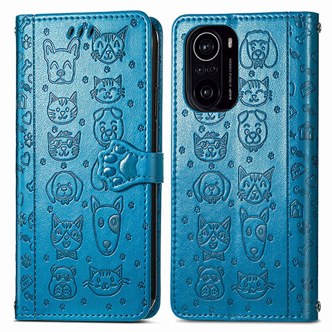 Custodia Portafoglio In Pelle Fantasia Modello Cover con Supporto S03D per Xiaomi Mi 11i 5G Blu