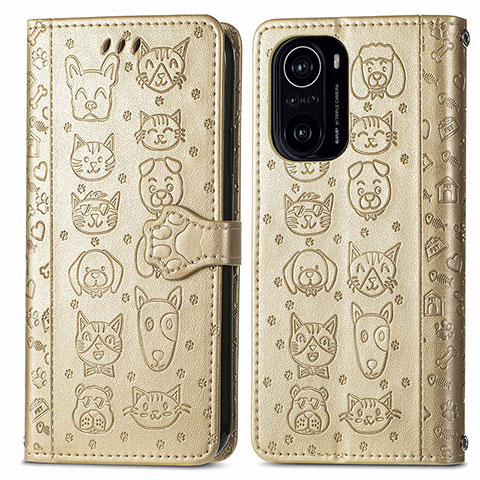 Custodia Portafoglio In Pelle Fantasia Modello Cover con Supporto S03D per Xiaomi Mi 11i 5G Oro