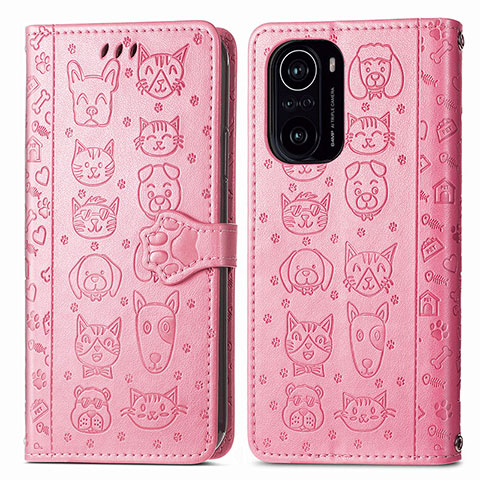 Custodia Portafoglio In Pelle Fantasia Modello Cover con Supporto S03D per Xiaomi Mi 11i 5G Rosa